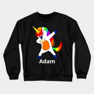 Adam First Name Personalized Dabbing Unicorn Crewneck Sweatshirt